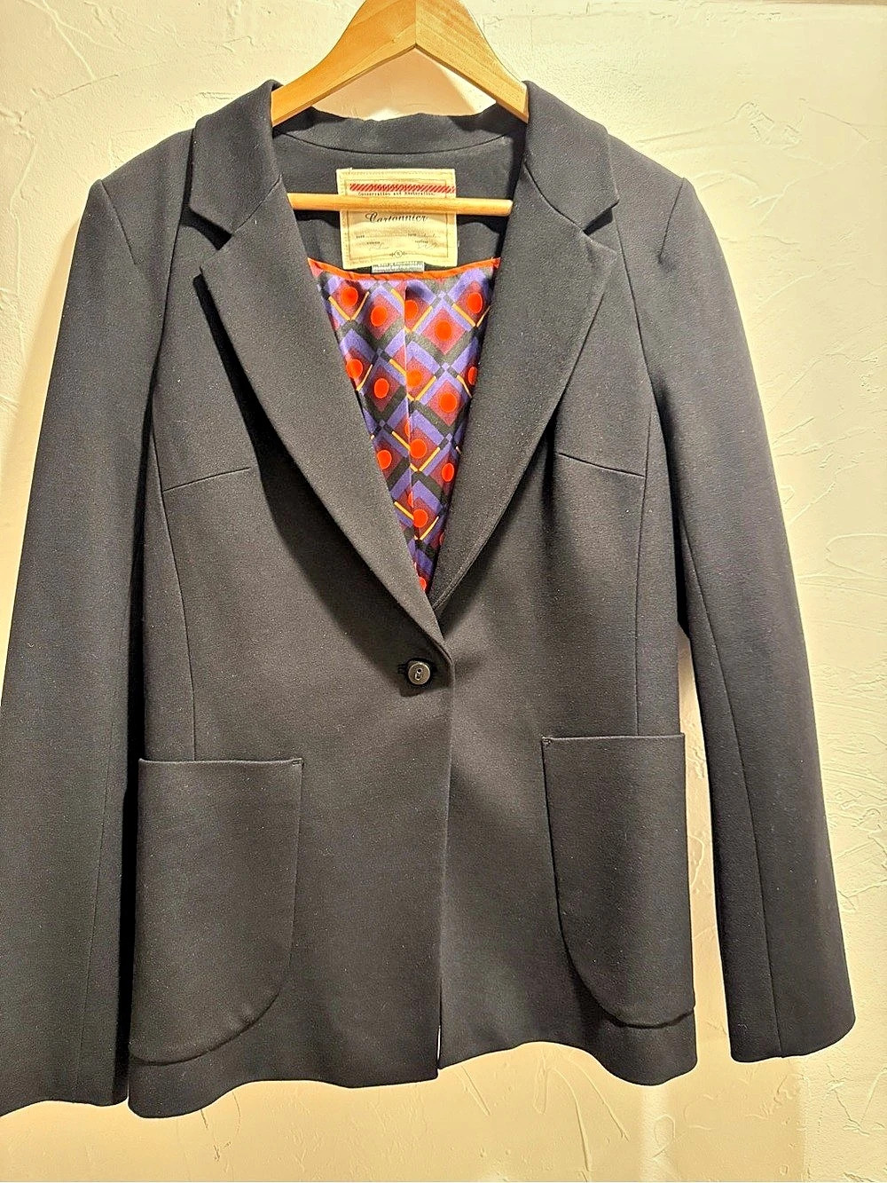 Anthropologie Women's Geometric Blazer in Black & Purple